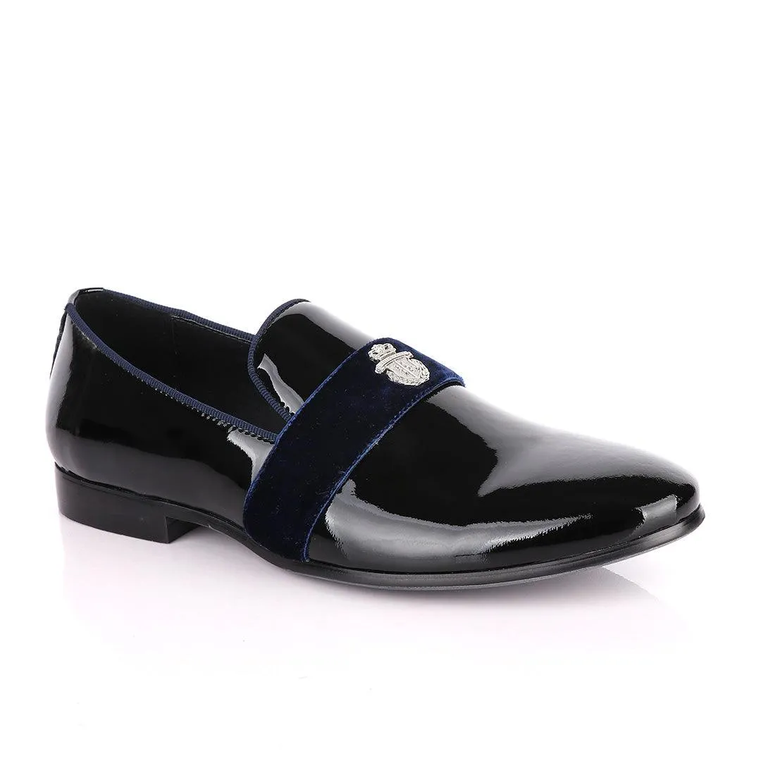 Billionaire Patent Wetlips Black with Blue Tape Loafers Shoe