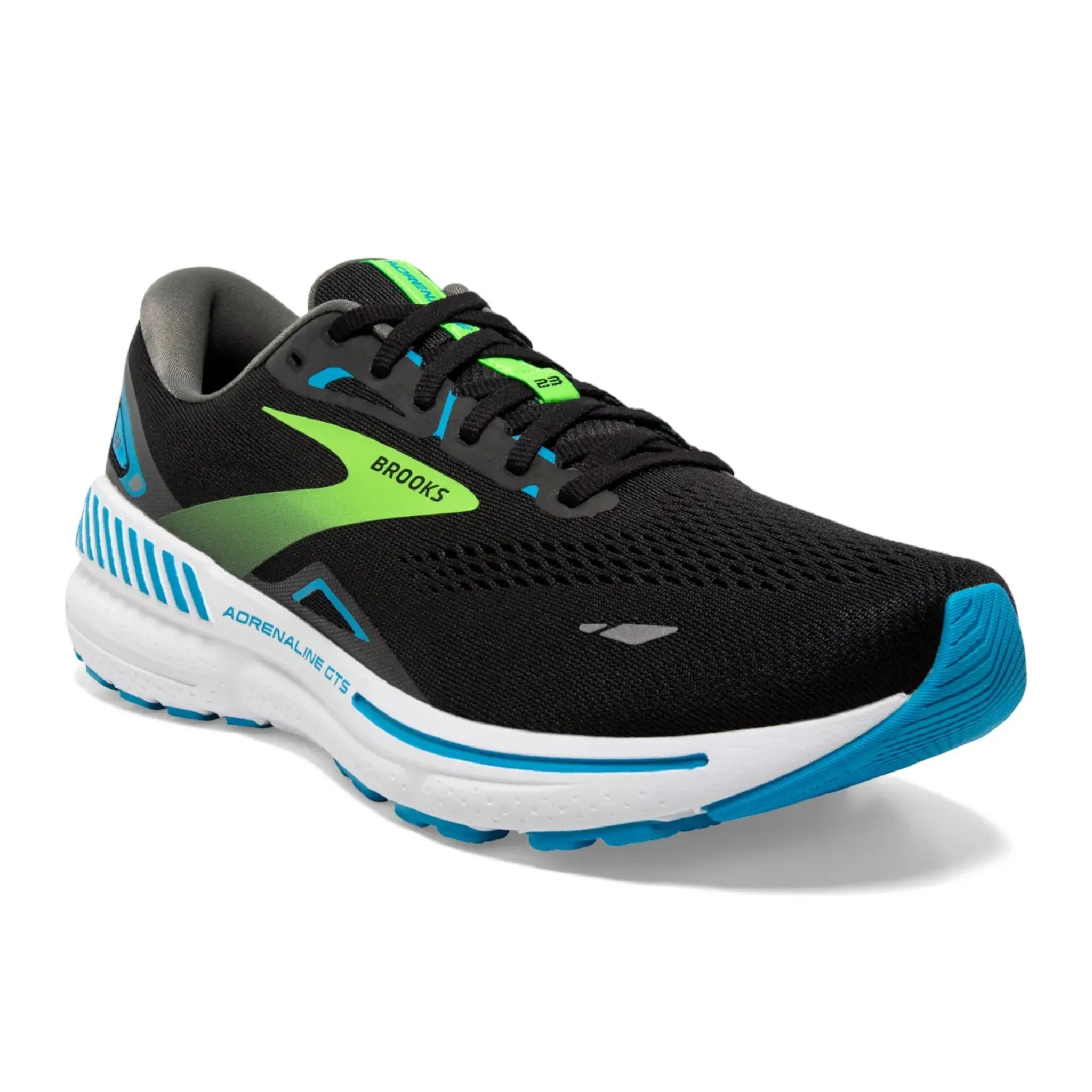 Brooks Men's 110391 006 Adrenaline GTS 23  Black Hawaiian Ocean Green Cushion Support Running Shoes