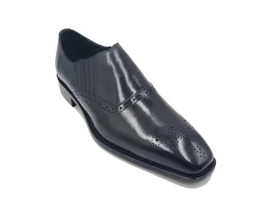 Carrucci Black Slip-on Genuine Leather Loafer with Medallion Style No: KS509-26