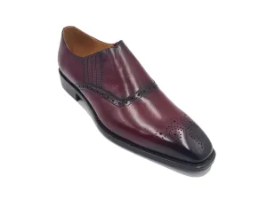 Carrucci Burgundy Slip-on Genuine Leather Loafer with Medallion Style No: KS509-26