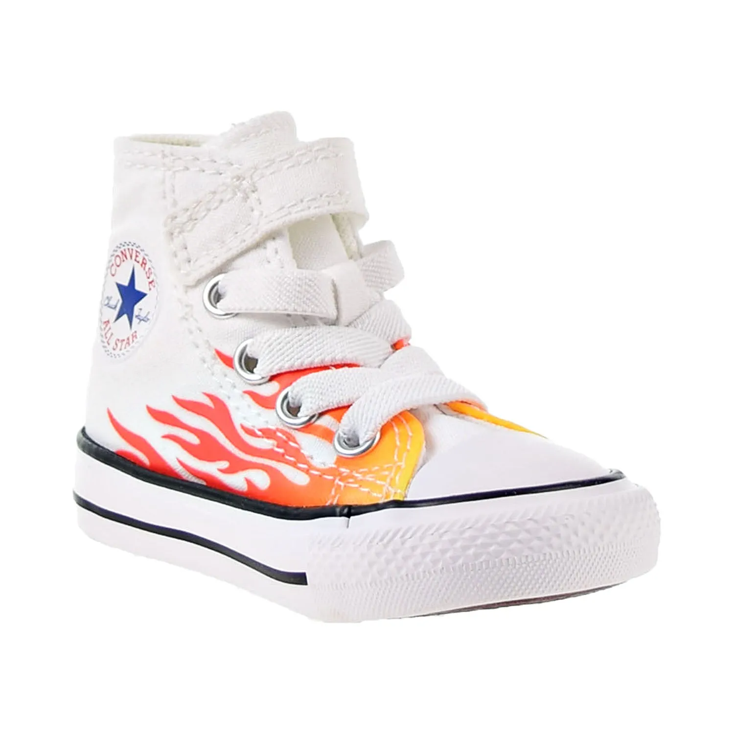 Converse Chuck Taylor All Star 1V HI Flames Toddler Shoes White-Red-Yellow