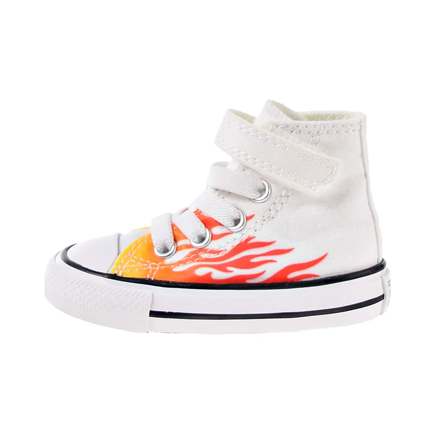 Converse Chuck Taylor All Star 1V HI Flames Toddler Shoes White-Red-Yellow