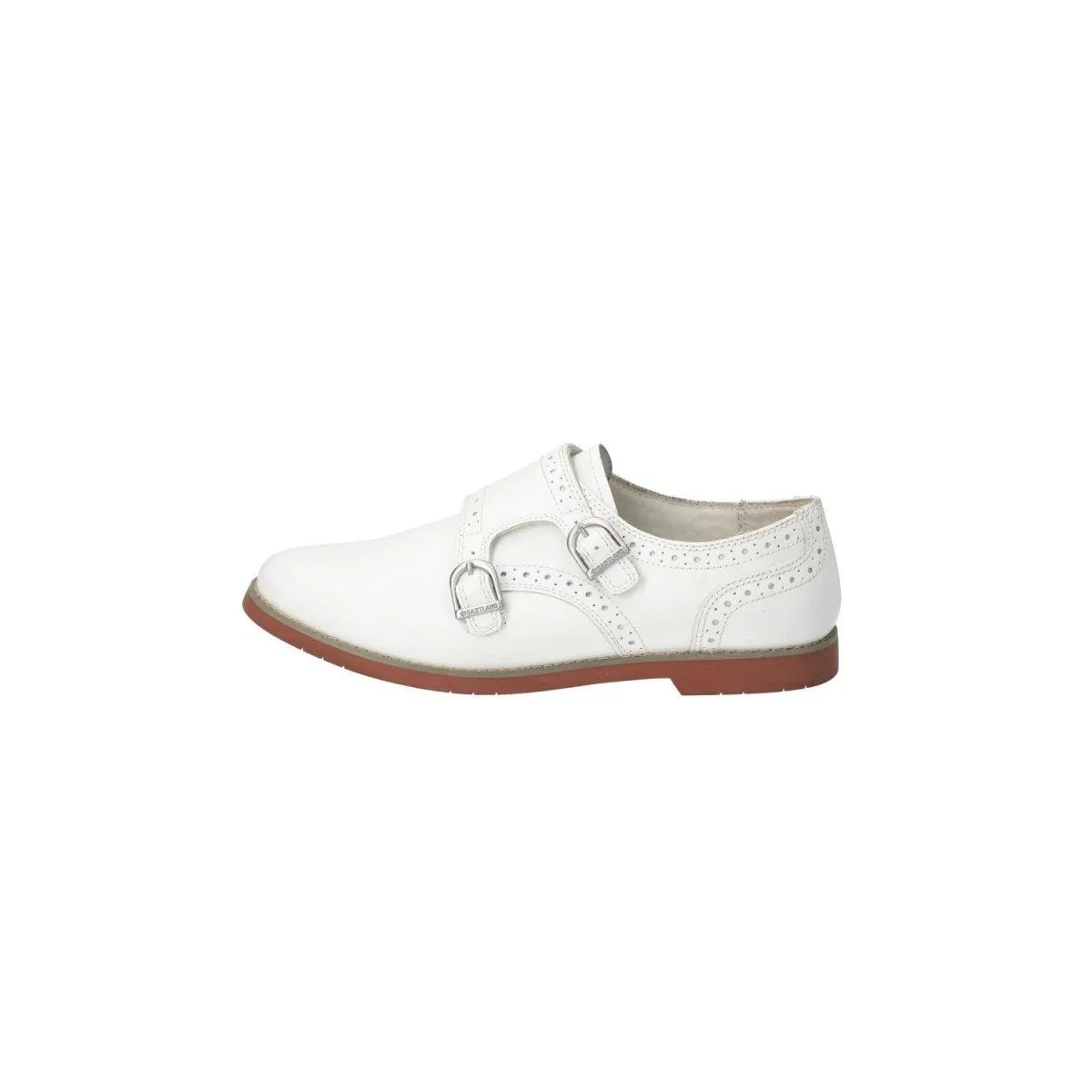 Eastland Goldie Monk Strap Loafers Fabric White Colour For Women