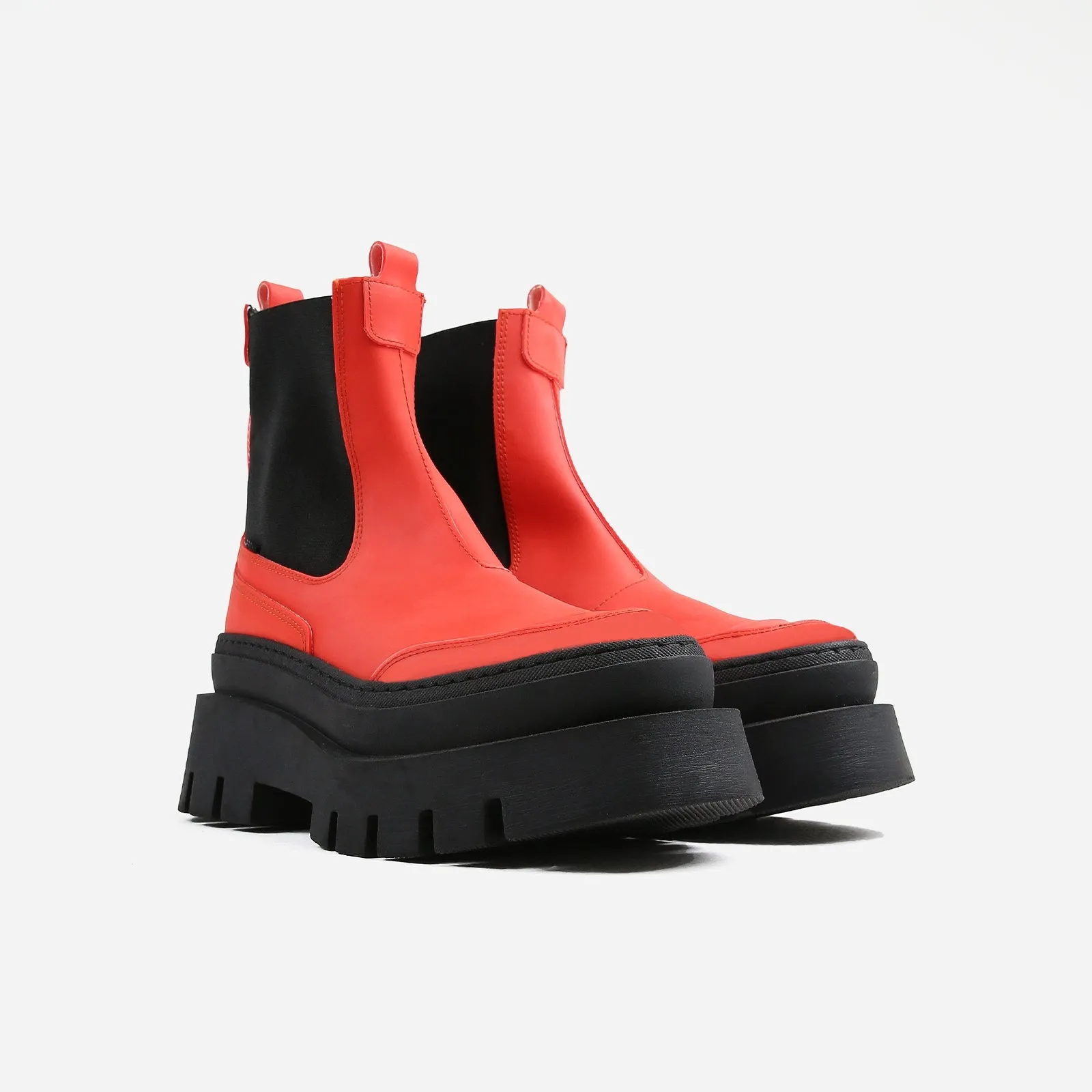 Evi Ann Red Biker Chelsea Boots