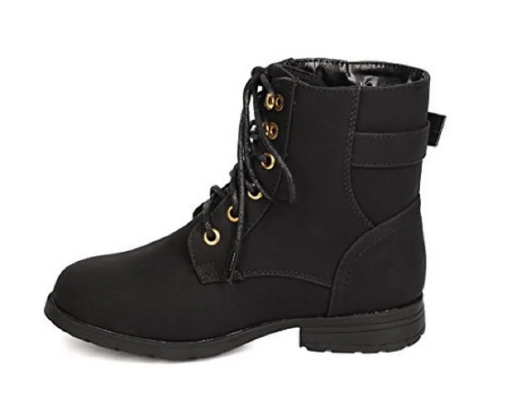 Girls Gianna-918 Military Style Lace-Up Combat Dress Boots