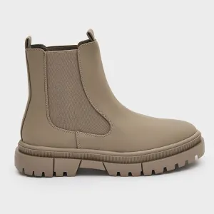 Ladies Taupe Chunky Chelsea Boot