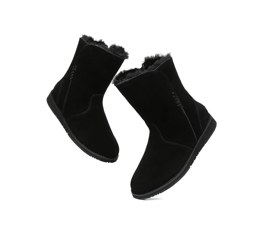 TARRAMARRA® UGG Boots Women Sheepskin Wool Zipper Mid Calf Corina