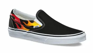 Vans Flame Classic VN0A38F7PHN Men Black & White Canvas Slip-On Shoes HS4327