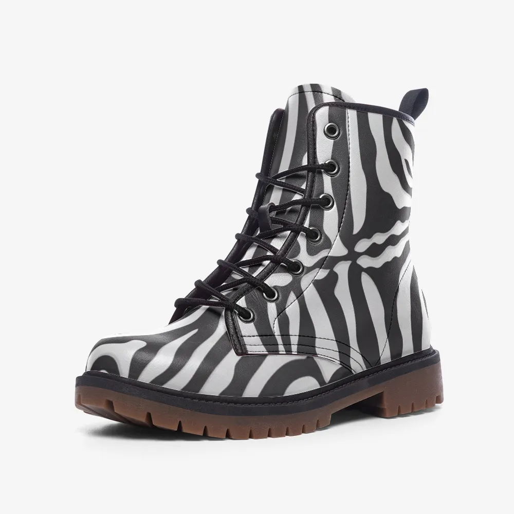 White Tiger Stripe Lace Up Boots